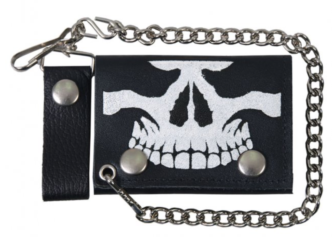 Skull Leather Wallet - 4"